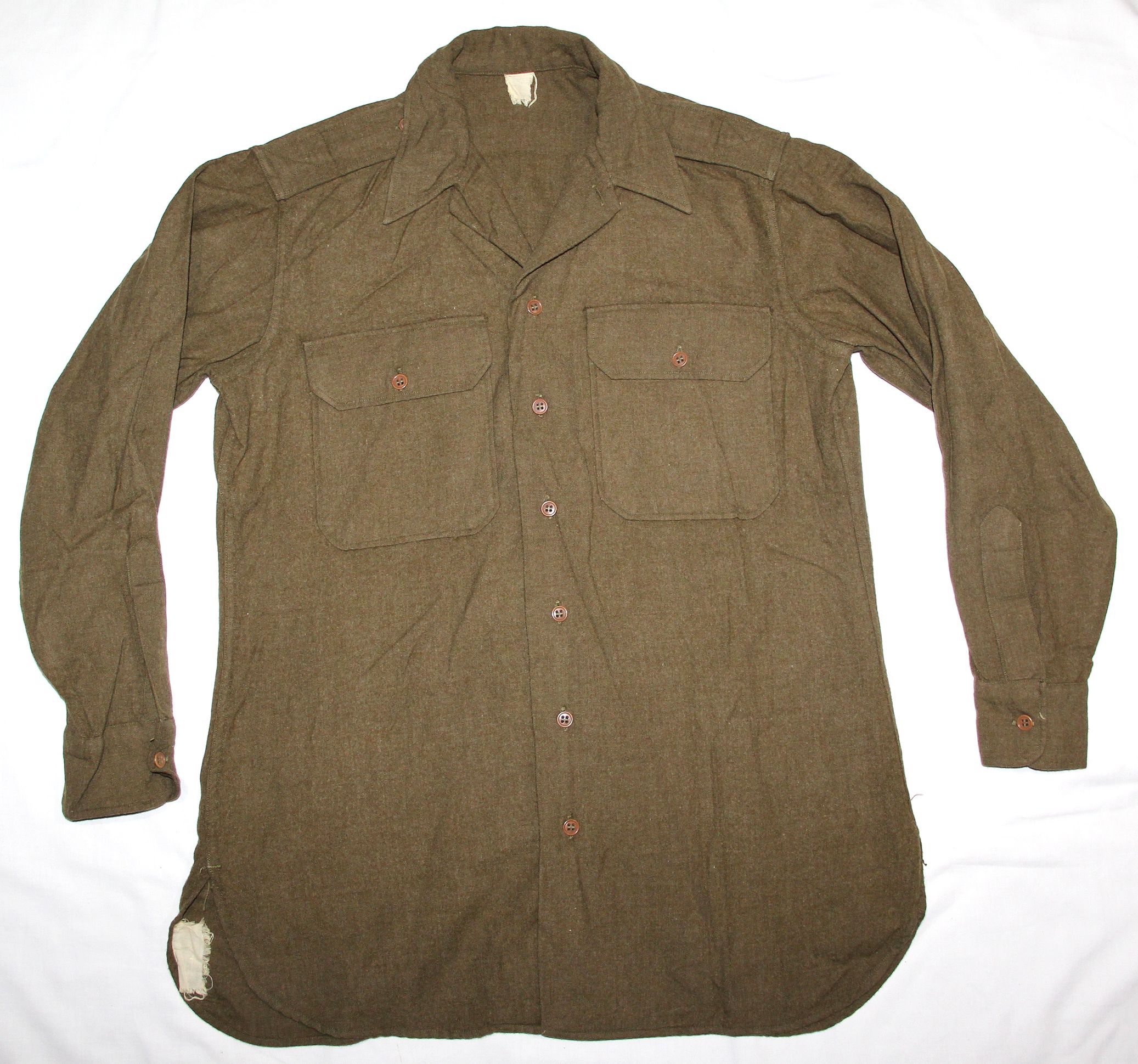D010. EARLY WWII MUSTARD COLOR WOOL OFFICERS COMBAT FIELD SHIRT - B & B ...