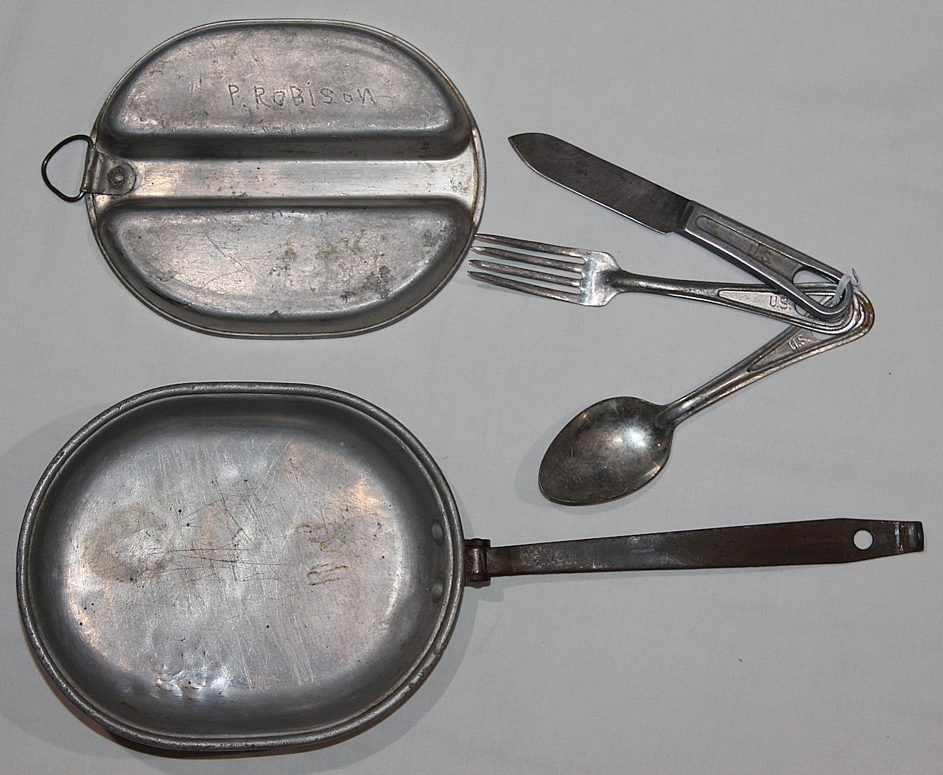 Kit De Mess Militaire US Leyse 1944 - Poignée Pliante En étain