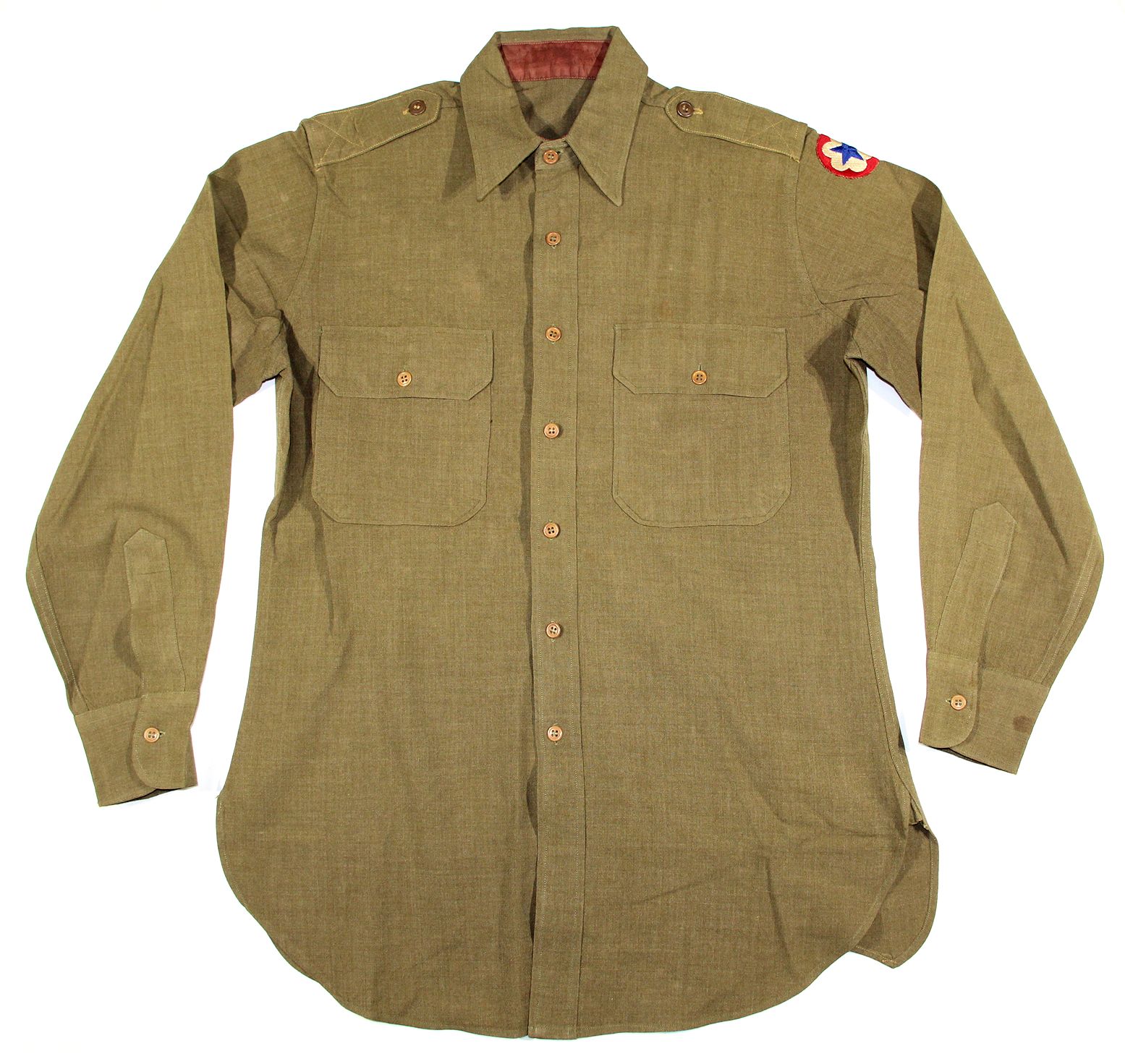 D165. EARLY WWII OFFICERS MUSTARD COLOR WOOL COMBAT FIELD SHIRT - B & B ...